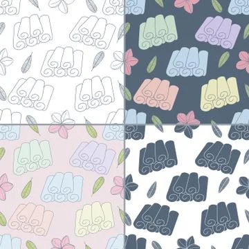 Seamless patterns with Thai massage, spa elements Stock Illustration