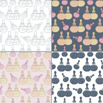 Seamless patterns with Thai massage, spa elements Stock Illustration