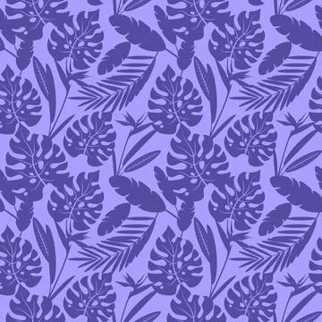 Seamless patterns with tropical exotic leaves and flowers. Stock Illustration