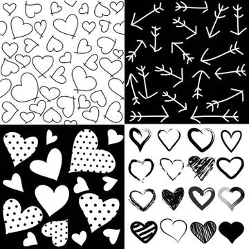 Seamless patterns for Valentine's day, set of 4 Stock Illustration