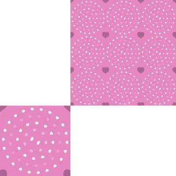 Seamless patterns from white and pink hearts on the pink background with pa.. Stock Illustration