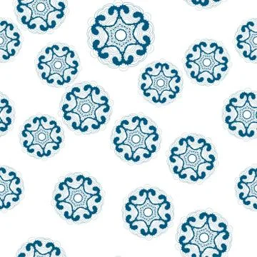 Seamless patterns on white background made of symmetrical snowflakes. Vintage Illustrazione stock