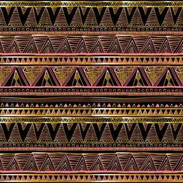 Seamless patterns with white, black, gold, zigzag lines and points, striped.. 스톡 일러스트