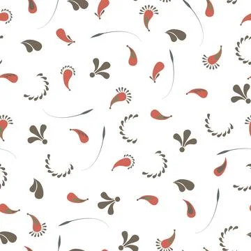 Seamless pattern.Vector plant elements of green and red tones in the style of 스톡 일러스트