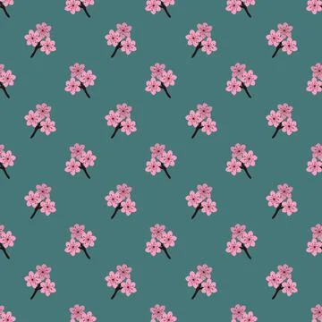 Seamless peach flowers Stock Illustration