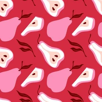 Seamless pear pattern. Fruit background design. Repeating print for fabric 스톡 일러스트