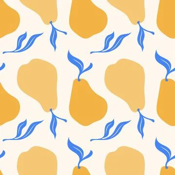 Seamless pear pattern. Fruit background design. Repeating print for fabric Illustrazione stock