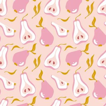 Seamless pear pattern. Fruit background design. Repeating print for fabric Stock Illustration