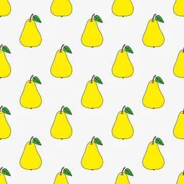 Seamless pear pattern.  Vector. Cartoon background for kids Stock Illustration