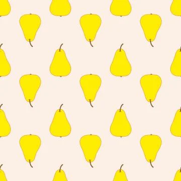 Seamless pear pattern.  Vector. Cartoon background for kids Stock Illustration