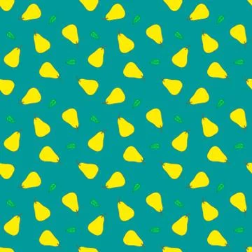 Seamless pear pattern.  Vector. Cartoon background for kids Stock Illustration