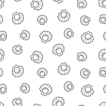Seamless pearl pattern in an open shell doodle style. Vector background car.. Stock Illustration