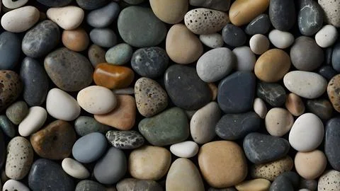 Seamless Pebble Stone Texture Background with Small Smooth Stones Stock Photos