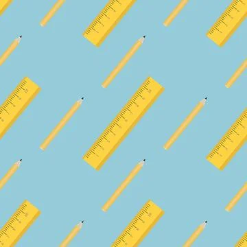 Seamless pencil and ruler pattern for educational design Illustrazione stock