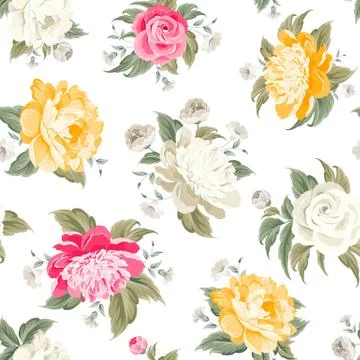 Seamless peony pattern Stock Illustration