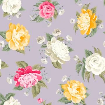 Seamless peony pattern Stock Illustration