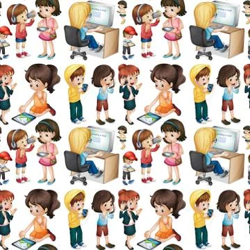 Seamless people using technology Illustrazione stock