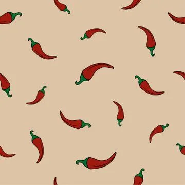 Seamless pepper pattern. Vector illustration on rose background. Stock Illustration
