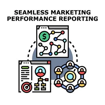Seamless performance reporting connecting analysis and customer interaction Stock Illustration