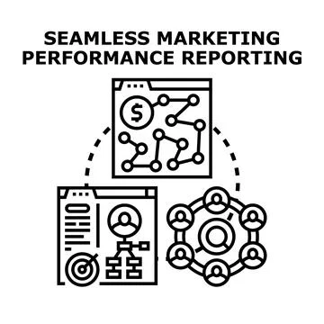 Seamless performance reporting connecting analysis and customer interaction Stock Illustration