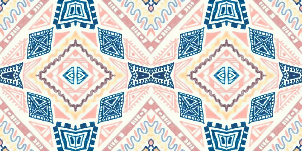 Seamless peruvian pattern. Hand drawn aztec illustration. Stock Illustration