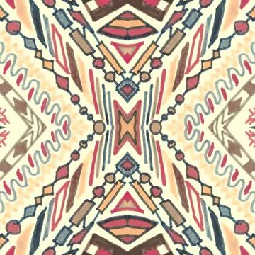 Seamless peruvian pattern. Hand drawn aztec illustration. 스톡 일러스트