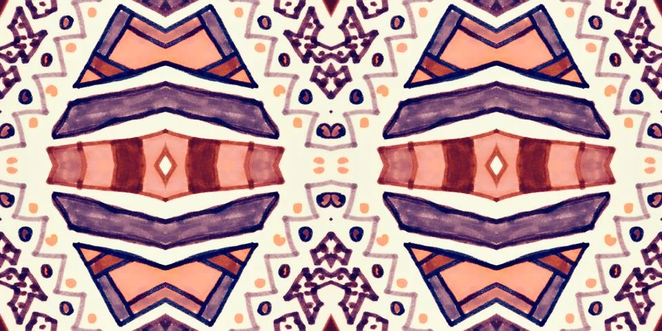 Seamless peruvian pattern. Hand drawn aztec illustration. Stock Illustration