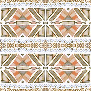 Seamless peruvian pattern. Hand drawn aztec illustration. Stock Illustration