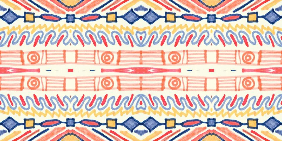 Seamless peruvian pattern. Hand drawn aztec illustration. Illustrazione stock