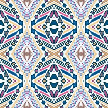 Seamless peruvian pattern. Hand drawn aztec illustration. Stock Illustration
