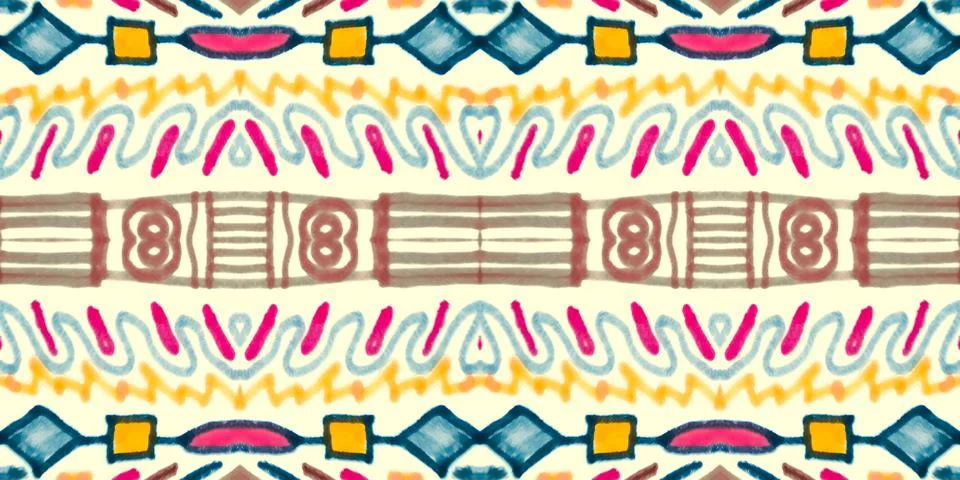 Seamless peruvian pattern. Hand drawn aztec illustration. Stock Illustration
