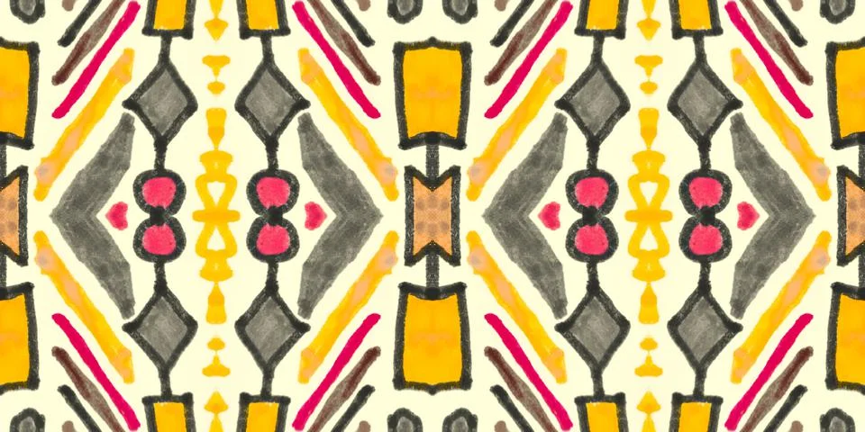 Seamless peruvian pattern. Hand drawn aztec illustration. Illustrazione stock