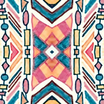 Seamless peruvian pattern. Hand drawn aztec illustration. Stock Illustration