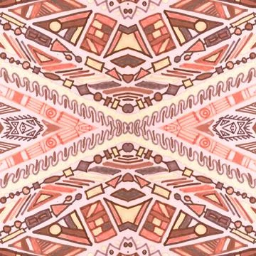 Seamless peruvian pattern. Hand drawn aztec illustration. Stock Illustration