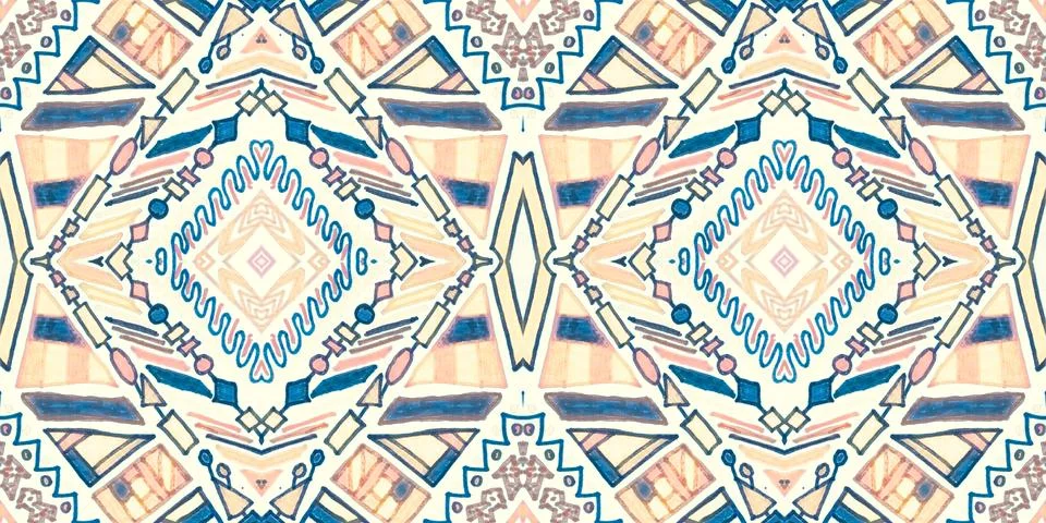 Seamless peruvian pattern. Hand drawn aztec illustration. 스톡 일러스트