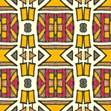 Seamless peruvian pattern. Hand drawn aztec illustration. Stock Illustration