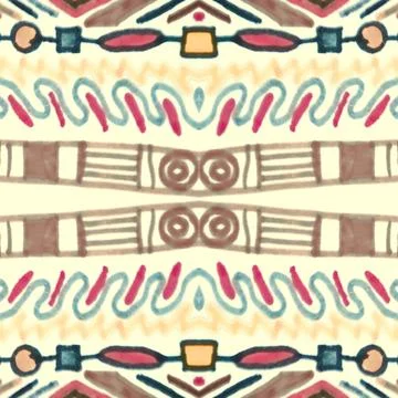 Seamless peruvian pattern. Hand drawn aztec illustration. Stock Illustration