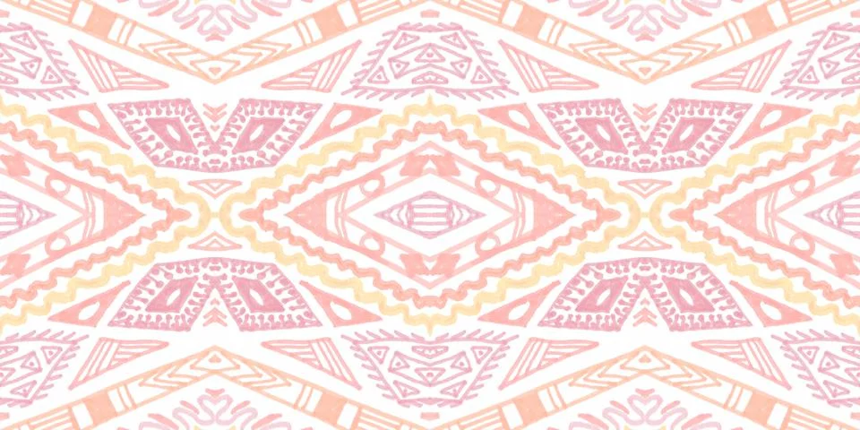 Seamless peruvian pattern. Hand drawn aztec illustration. Stock Illustration