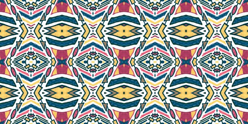 Seamless peruvian pattern. Hand drawn aztec illustration. Stock Illustration