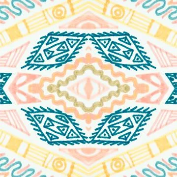 Seamless peruvian pattern. Hand drawn aztec illustration. Stock Photos
