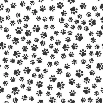Seamless pet paw pattern background. Dog or cat paw wallpaper illustration Stock Illustration