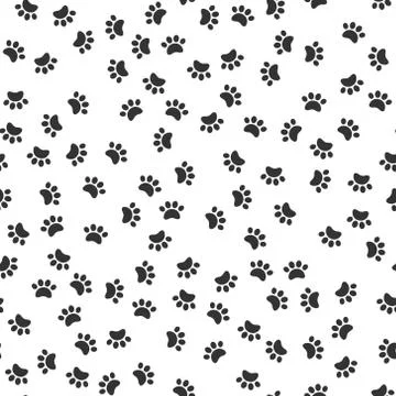 Seamless pet paw pattern background. Dog or cat paw wallpaper illustration Stock Illustration