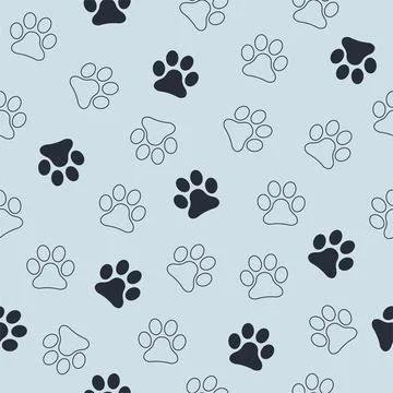 Seamless pet paw pattern background. Dog or cat paw wallpaper illustration Stock Illustration