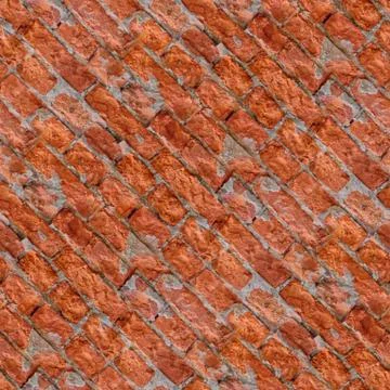 Seamless photo pattern of red broken blocks wall. May using for game developm Stock Photos
