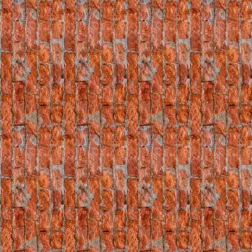 Seamless photo pattern of red broken blocks wall. May using for game developm Stock Photos