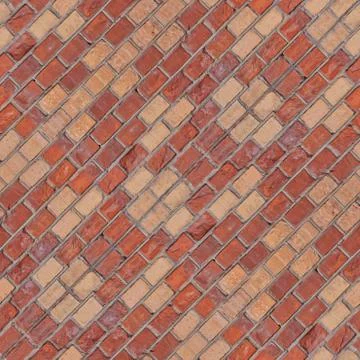 Seamless photo pattern of red broken bricks rhombus. Stock Photos