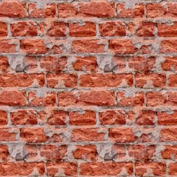 Seamless photo pattern of red broken bricks wall. Stock Photos