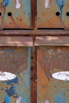 Seamless photo texture of mailbox stack with rust Stock Photos