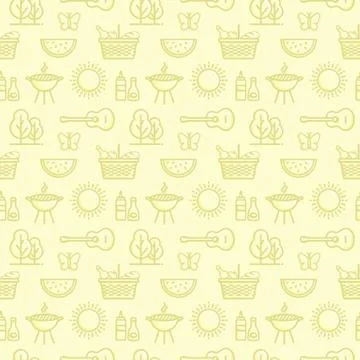 Seamless picnic pattern. Summer outdoor recreation. Vector background 스톡 일러스트