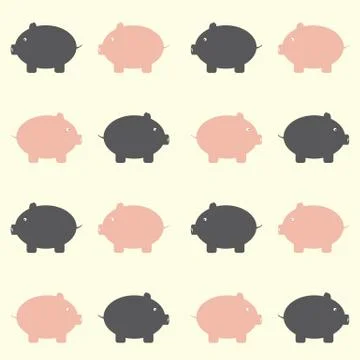 Seamless Piggy Pattern Stock Illustration